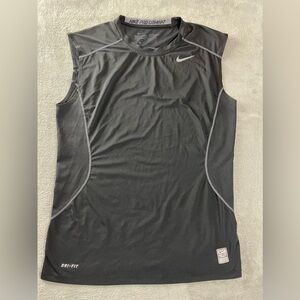 Nike Pro Dri Fit Sleeveless Fitted Shirt Black Compression Gym Mens Medium Tank